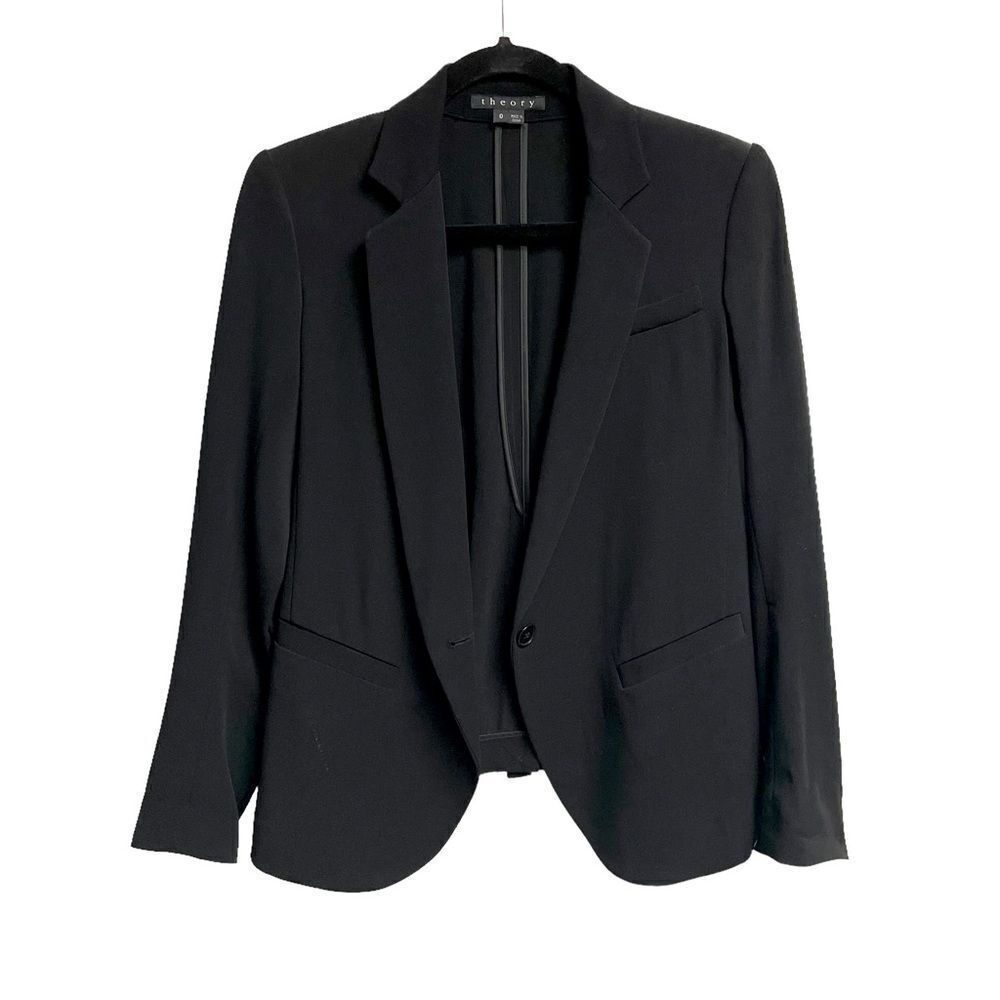 THEORY Wool Silk Stretch Blazer Black 0